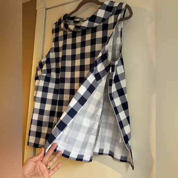Talbots Audrey Shell Gingham Blue and White Plaid Top - Picture 10 of 13